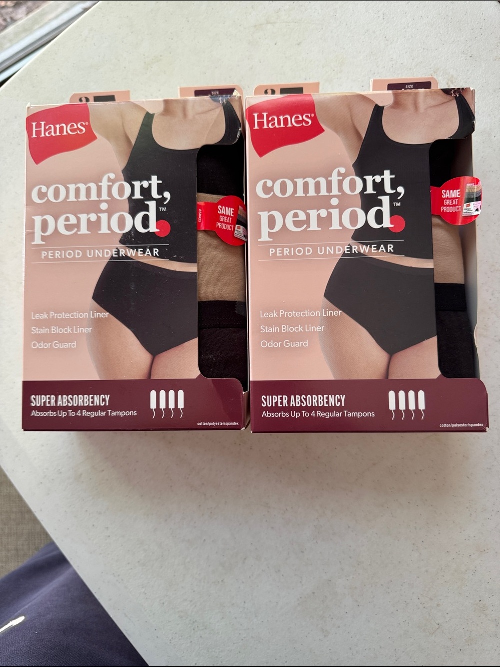 Hanes Comfort, Period™ Women's Period Underwear - Black/Nude (2 Pack) - NWT